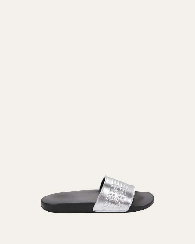 Kid's 4G Embossed Leather Slide Sandals, Toddler/Kids
